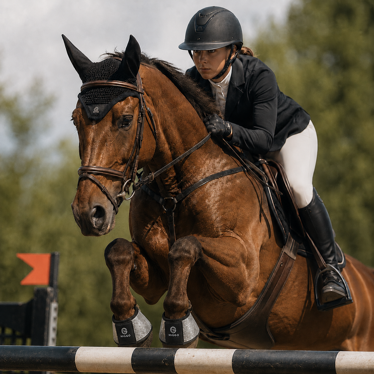MIGGO HufHeld Hufglocken & Springglocken für Pferde und Ponys – Robuste Glitzer-TPU Hufglocken mit weicher Neoprenpolsterung | XS–XL|Silber