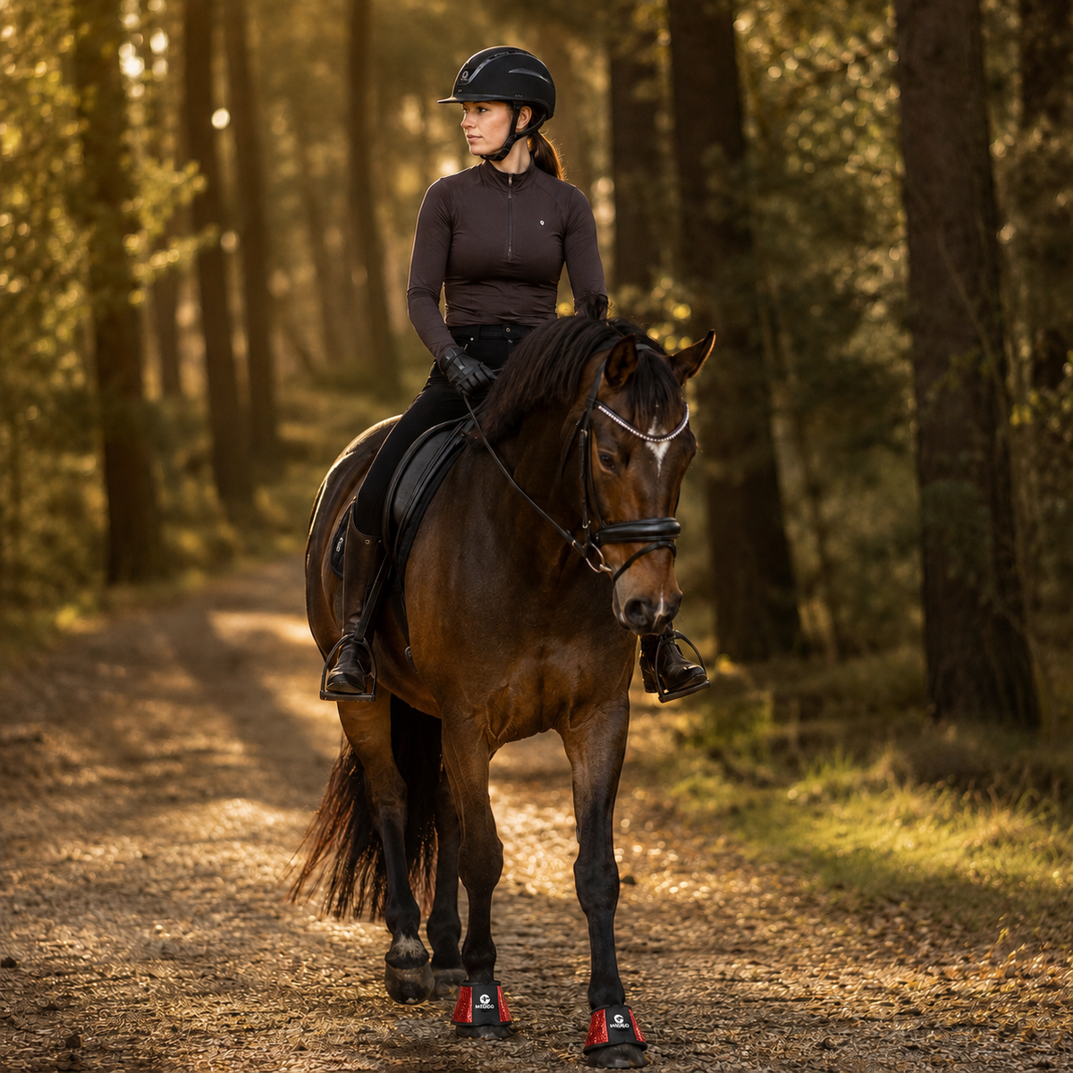 MIGGO HufHeld Hufglocken & Springglocken für Pferde und Ponys – Robuste Glitzer-TPU Hufglocken mit weicher Neoprenpolsterung | XS–XL| Rot