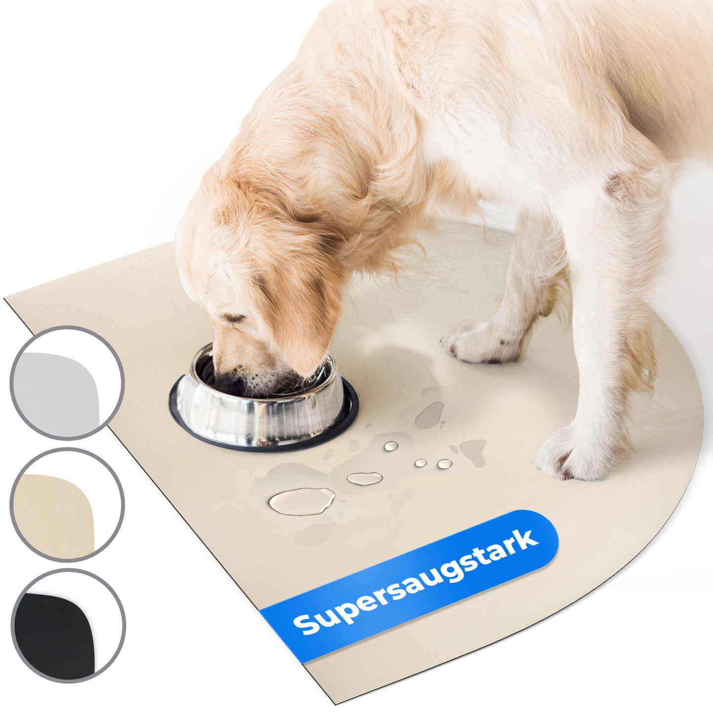 Miggo Halbrunde Napfunterlage für Hund & Katze – Saugfähige Futtermatte | Beige