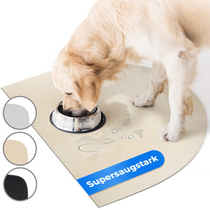 Miggo Halbrunde Napfunterlage für Hund & Katze – Saugfähige Futtermatte | Beige