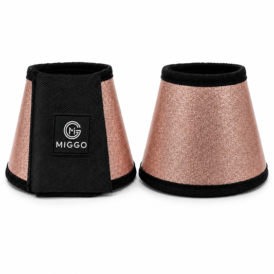 MIGGO HufHeld Hufglocken & Springglocken für Pferde und Ponys – Robuste Glitzer-TPU Hufglocken mit weicher Neoprenpolsterung | XS–XL| Rosé