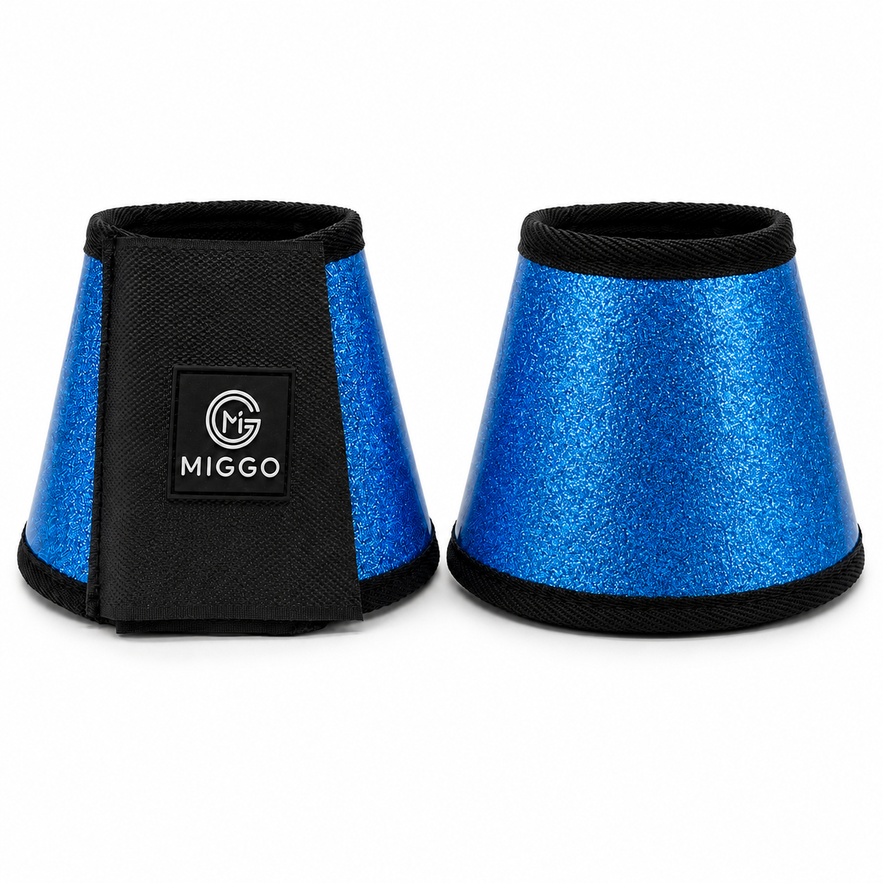 MIGGO HufHeld Hufglocken & Springglocken für Pferde und Ponys – Robuste Glitzer-TPU Hufglocken mit weicher Neoprenpolsterung | XS–XL|Blau