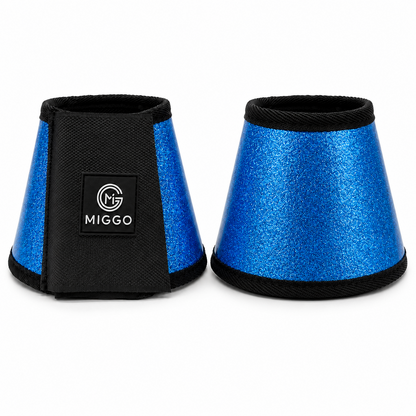MIGGO HufHeld Hufglocken & Springglocken für Pferde und Ponys – Robuste Glitzer-TPU Hufglocken mit weicher Neoprenpolsterung | XS–XL|Blau