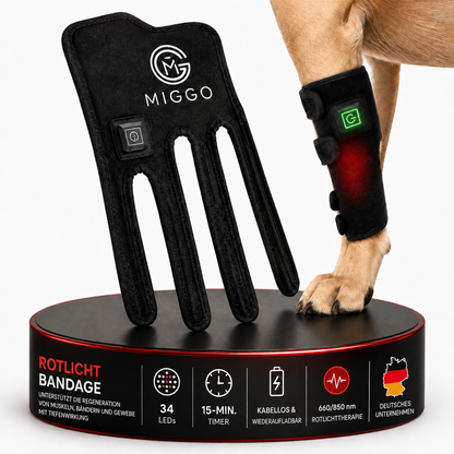 MIGGO LED-Rotlichtbandage Hund 660/850 nm – für Muskeln & Gelenke zur Regeneration