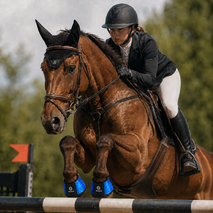 MIGGO HufHeld Hufglocken & Springglocken für Pferde und Ponys – Robuste Glitzer-TPU Hufglocken mit weicher Neoprenpolsterung | XS–XL|Blau