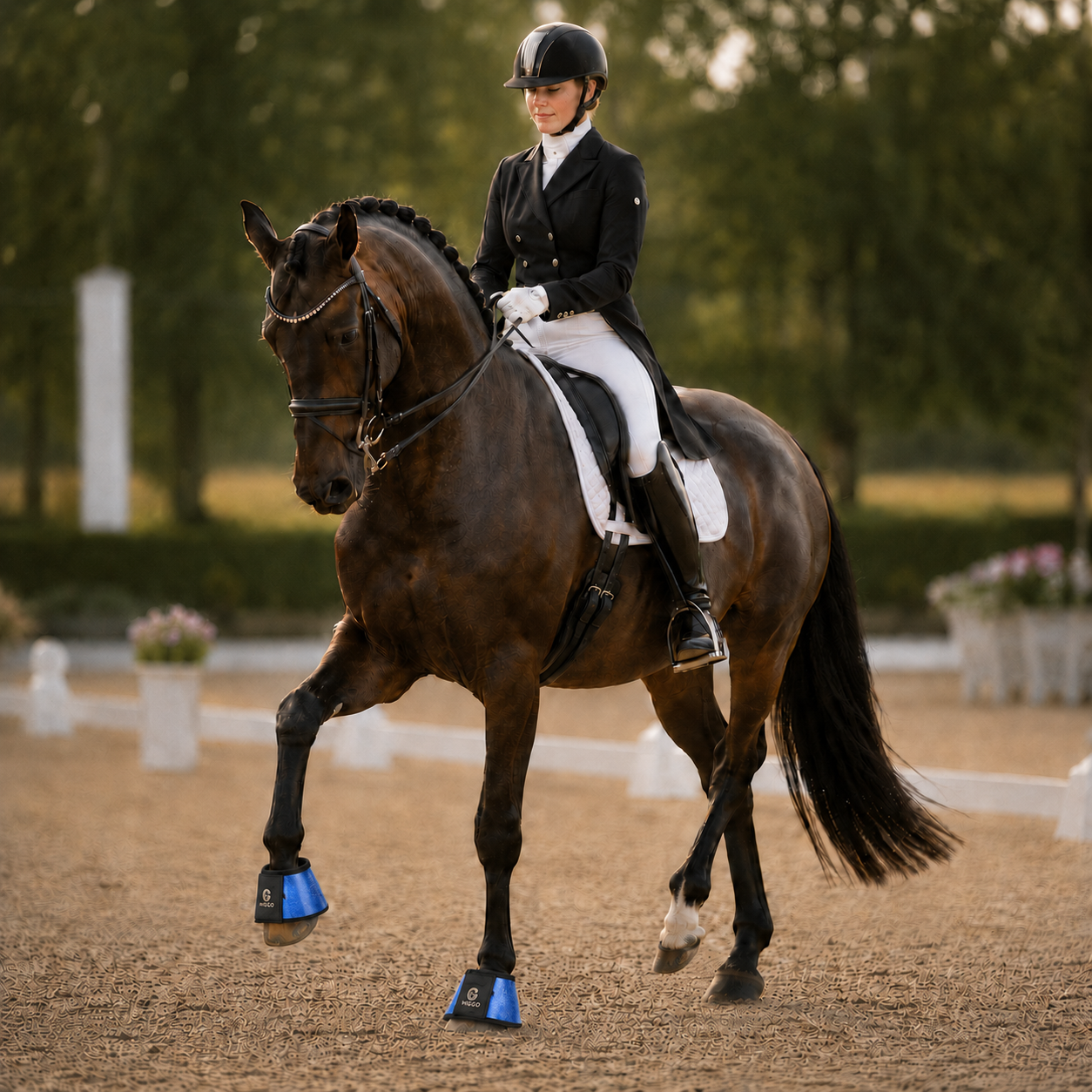 MIGGO HufHeld Hufglocken & Springglocken für Pferde und Ponys – Robuste Glitzer-TPU Hufglocken mit weicher Neoprenpolsterung | XS–XL|Blau