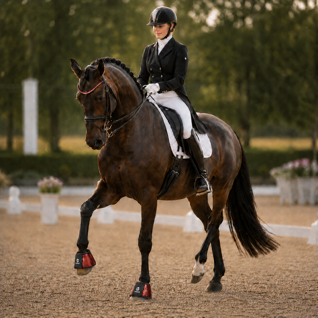 MIGGO HufHeld Hufglocken & Springglocken für Pferde und Ponys – Robuste Glitzer-TPU Hufglocken mit weicher Neoprenpolsterung | XS–XL| Rot