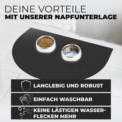 Miggo® Saugfähige Premium Napfunterlage Halbrund  - Schwarz