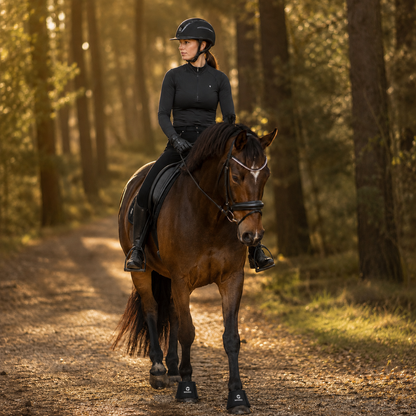 MIGGO HufHeld Hufglocken & Springglocken für Pferde und Ponys – Robuste Glitzer-TPU Hufglocken mit weicher Neoprenpolsterung | XS–XL|Schwarz