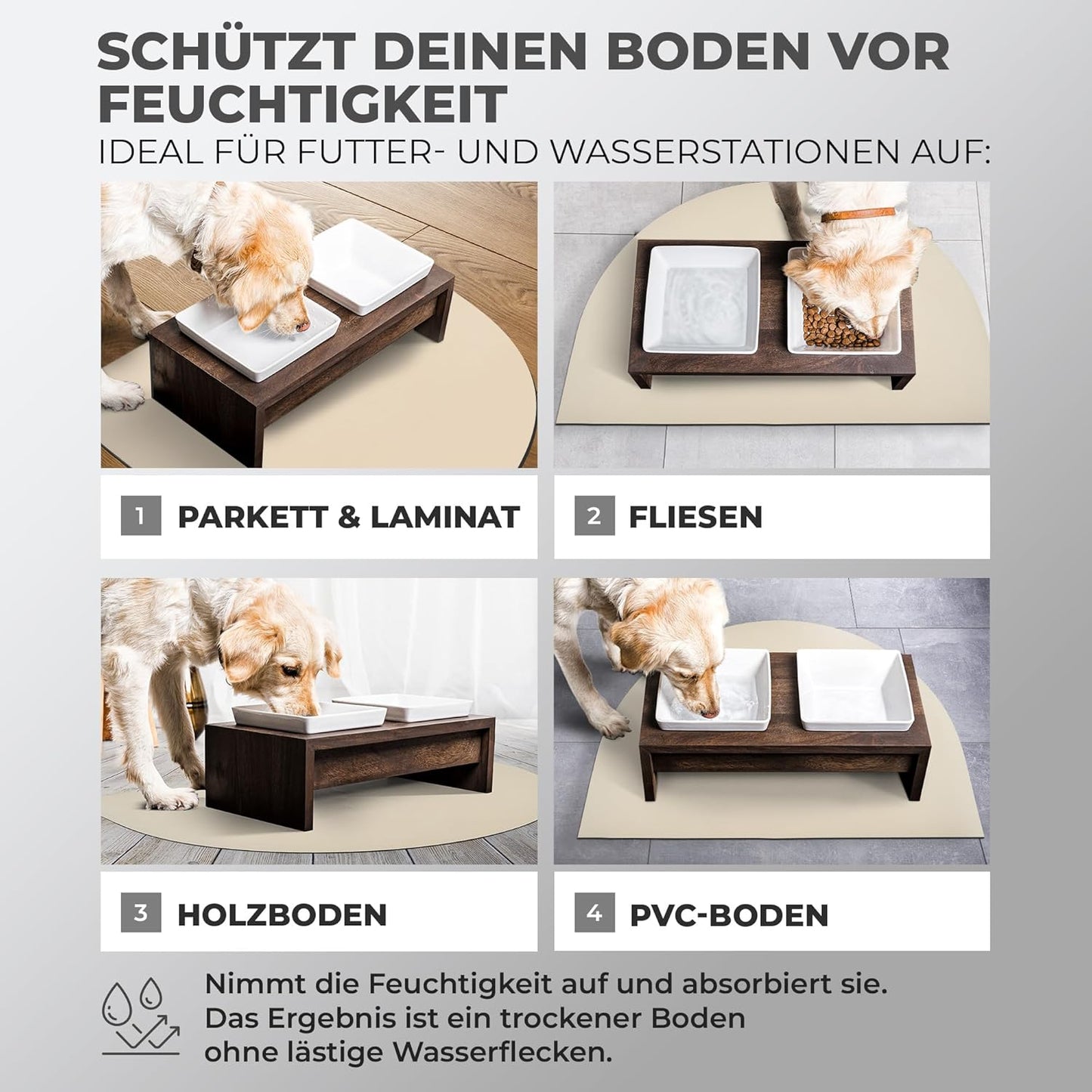 Miggo® Saugfähige Premium Halbrunde Napfunterlage - Beige