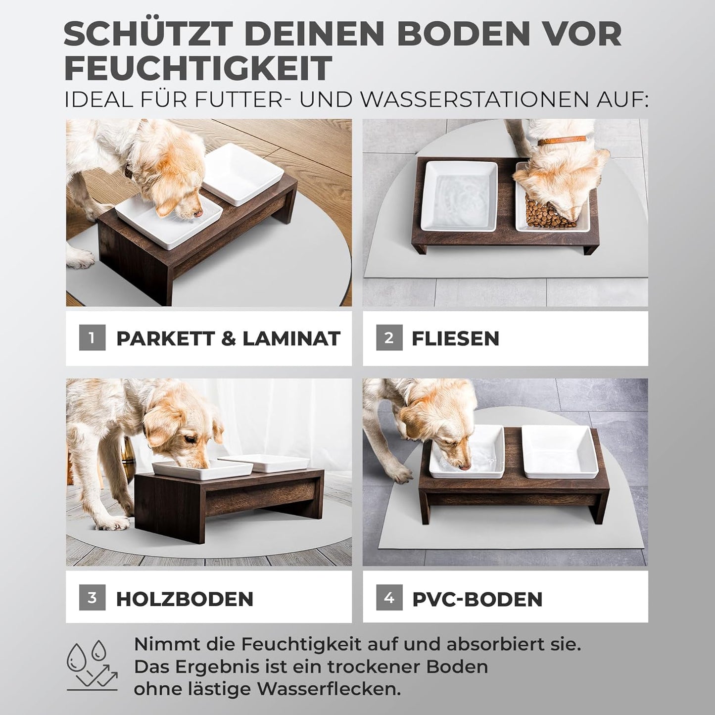 Miggo® Saugfähige Premium Napfunterlage Halbrund  - Grau