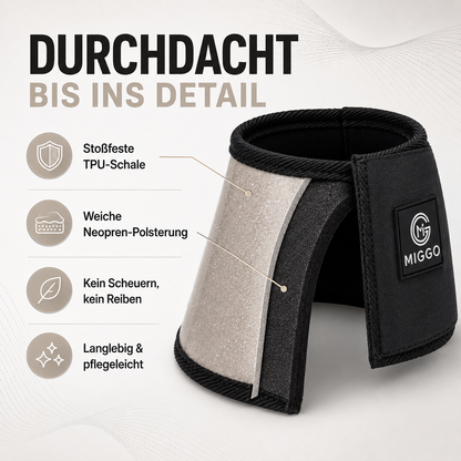 MIGGO HufHeld Hufglocken & Springglocken für Pferde und Ponys – Robuste Glitzer-TPU Hufglocken mit weicher Neoprenpolsterung | XS–XL|Silber