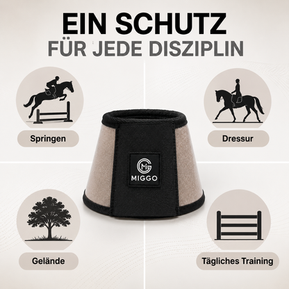 MIGGO HufHeld Hufglocken & Springglocken für Pferde und Ponys – Robuste Glitzer-TPU Hufglocken mit weicher Neoprenpolsterung | XS–XL|Silber