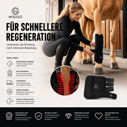 MIGGO LED-Rotlichtgamasche Pferd 660/850 nm – für Muskeln, Sehnen & Gelenke zur Regeneration | Links