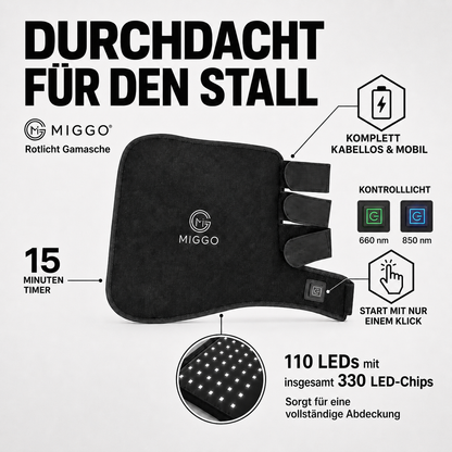 MIGGO LED-Rotlichtgamasche Pferd 660/850 nm – für Muskeln, Sehnen & Gelenke zur Regeneration | Rechts