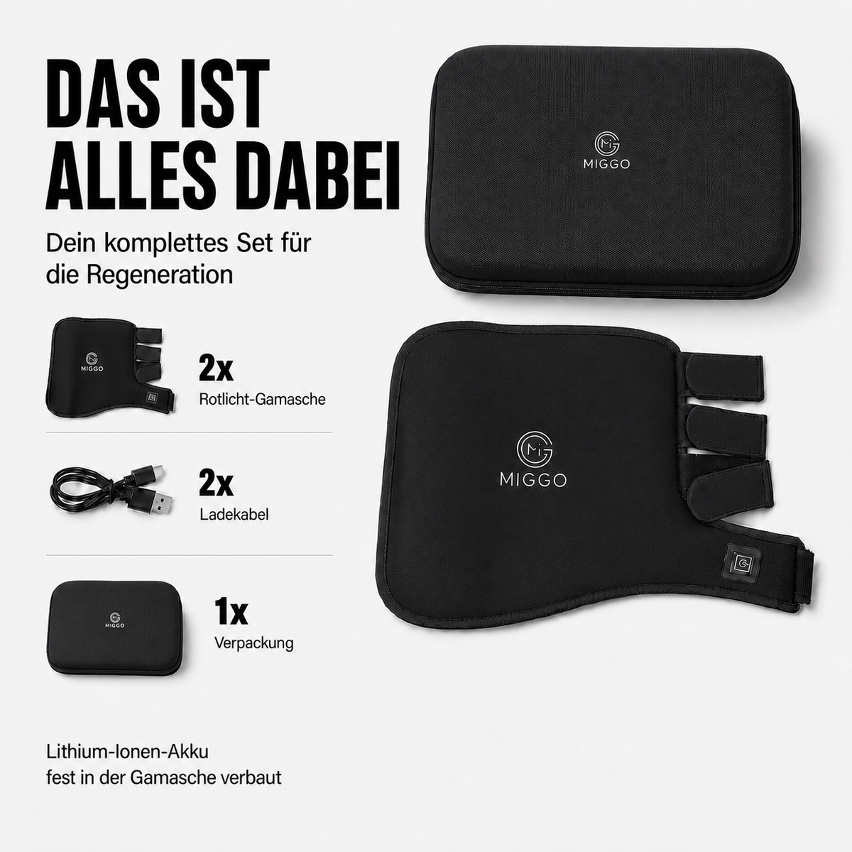 MIGGO LED-Rotlichtgamaschen Pferd 660/850 nm – für Muskeln, Sehnen & Gelenke zur Regeneration | Doppelpack