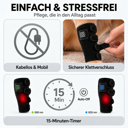 MIGGO LED-Rotlichtbandage Hund 660/850 nm – für Muskeln & Gelenke zur Regeneration