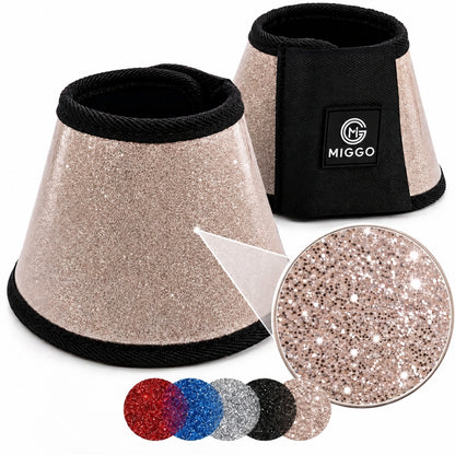 MIGGO HufHeld Hufglocken & Springglocken für Pferde und Ponys – Robuste Glitzer-TPU Hufglocken mit weicher Neoprenpolsterung | XS–XL|Silber
